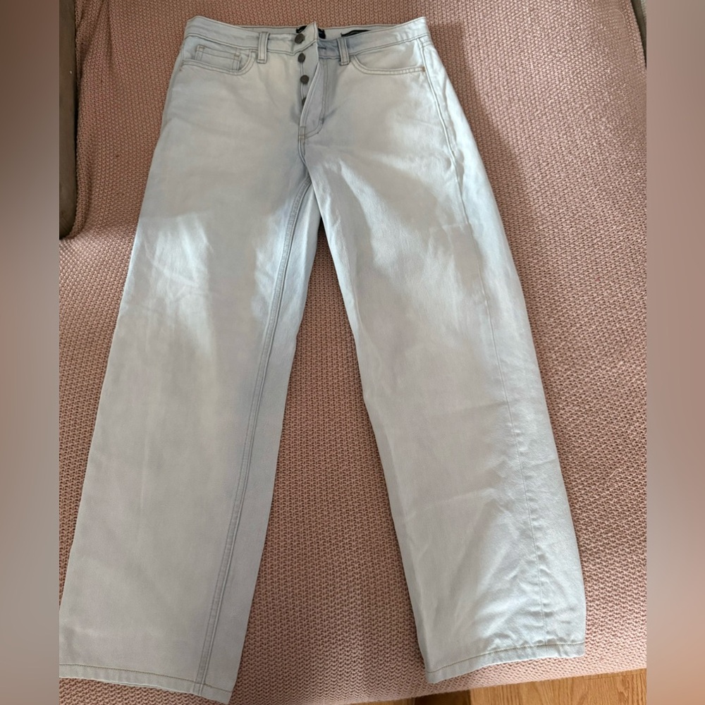 Banana Republic premium denim mid-rise loose stovepipe jeans, size 27